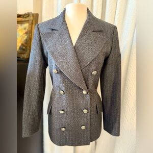 VTG Mackie By Bob Mackie Metallic Gray  Lined Wearable Art Blazer  Sz 10